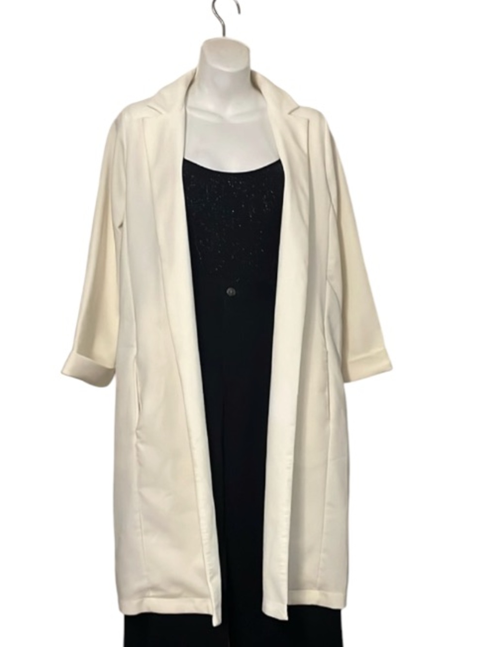 Must Have Winter White Open Lightweight Jacket Sz L